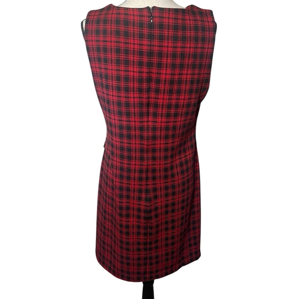 Tommy Hilfiger Women 10 Red Black Tartan Plaid Jumper Dress Preppy Dark Academia - Picture 7 of 13